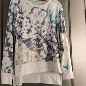 Tie dyed long sleeve high low side split top